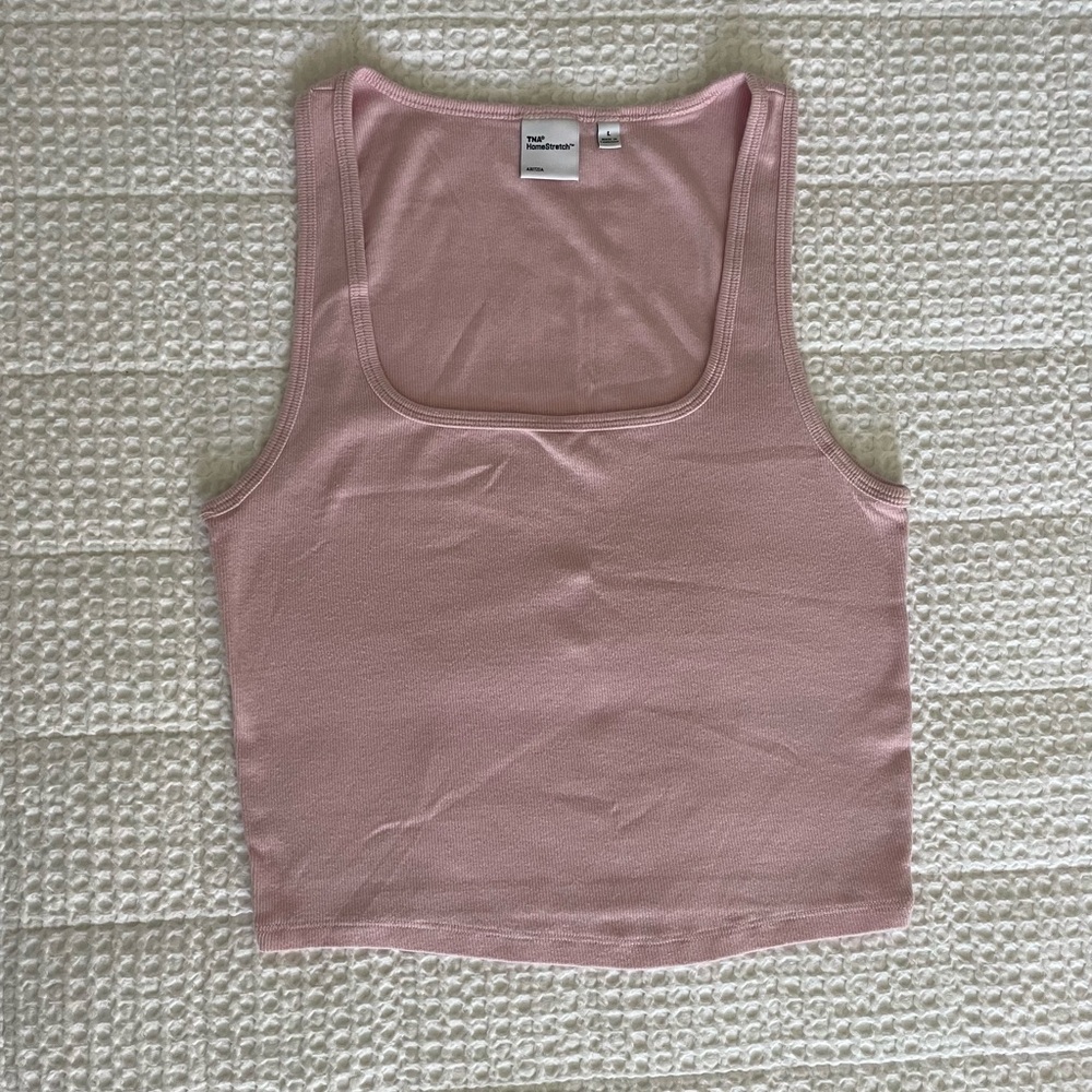 Aritzia TNA Cupid Pink HomeStretch Squareneck Waist Tank